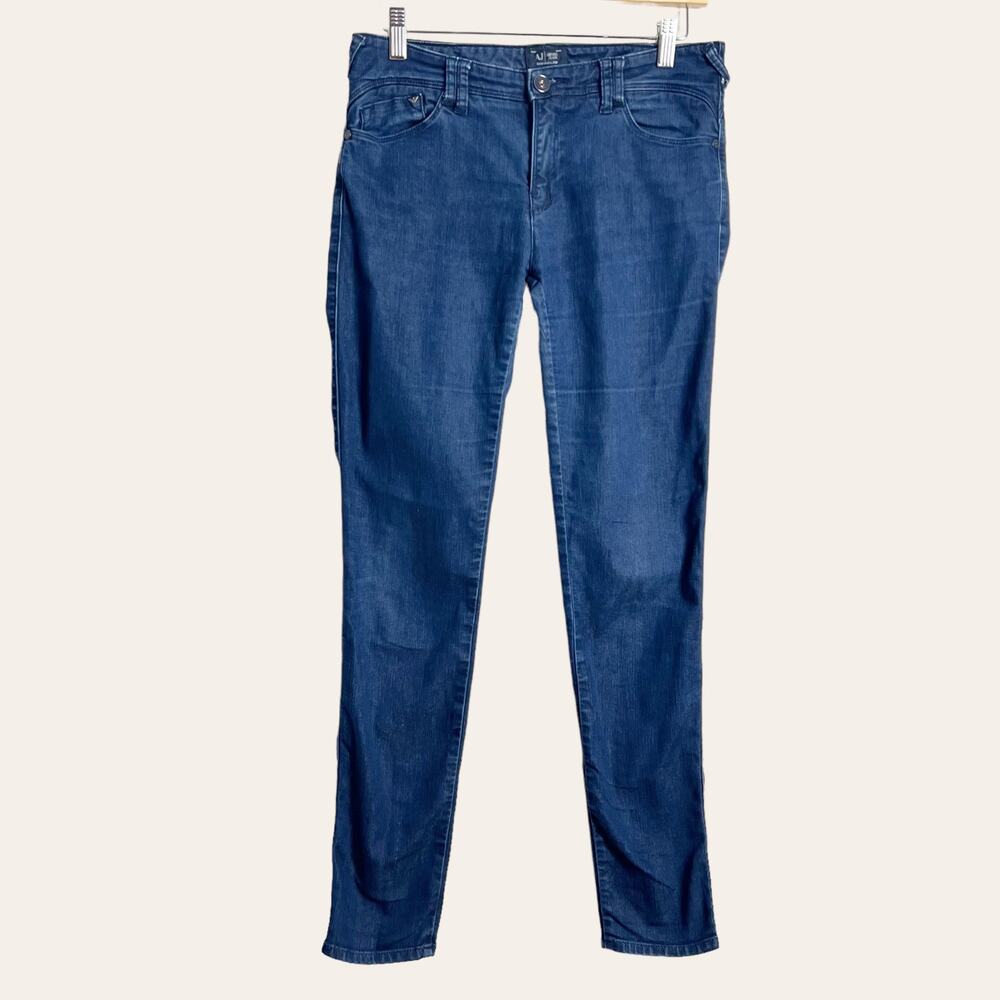 Armani Jeans Women's Mid Rise Blue Stretch Denim Skinny Jeans Size 28